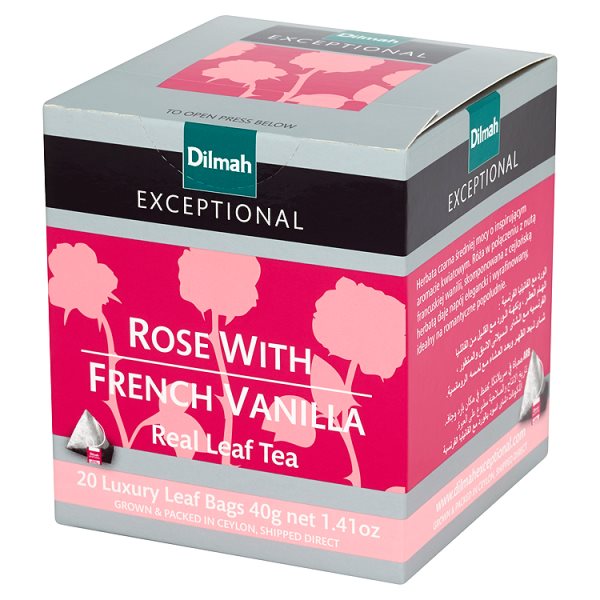 Dilmah Exceptional Czarna cejlońska herbata z aromatem róży i francuskiej wanilii 40 g (20 torebek)