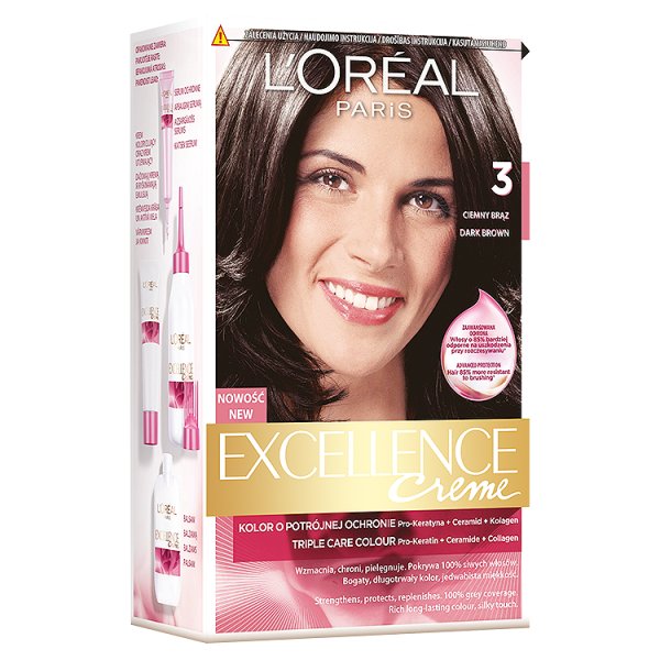 L&#039;Oréal Paris Excellence Creme Farba do włosów 3 Ciemny brąz