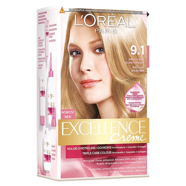 L&#039;Oréal Paris Excellence Creme Farba do włosów 9.1 Bardzo jasny blond popielaty