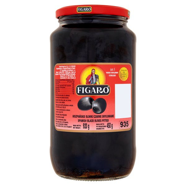 Figaro Hiszpańskie oliwki czarne drylowane 920 g