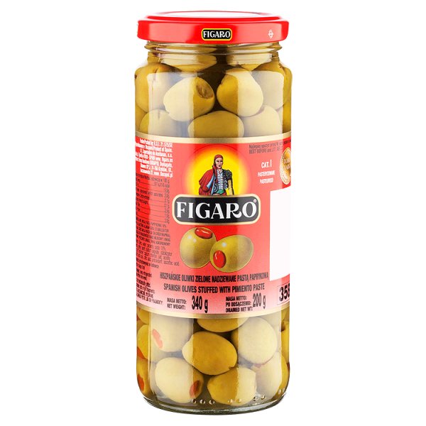 Figaro Hiszpańskie oliwki zielone nadziewane pastą paprykową 340 g