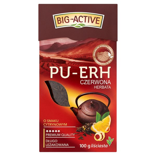 Big-Active Pu-Erh Herbata czerwona o smaku cytrynowym liściasta 100 g