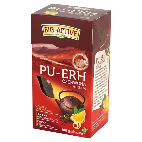 Big-Active Pu-Erh Herbata czerwona o smaku cytrynowym liściasta 100 g