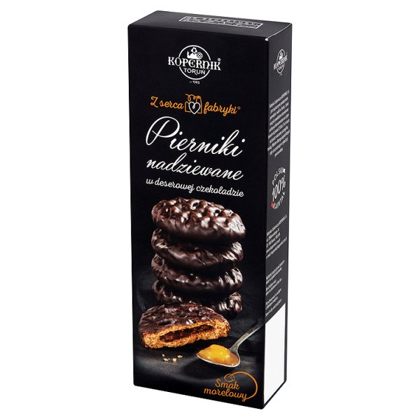 Kopernik Z serca fabryki Pierniki nadziewane w deserowej czekoladzie smak morelowy 145 g