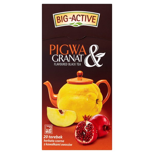 Big-Active Pigwa &amp; Granat Herbata czarna z kawałkami owoców 40 g (20 torebek)