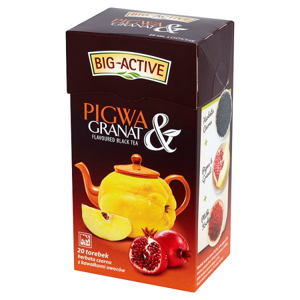 Big-Active Pigwa &amp; Granat Herbata czarna z kawałkami owoców 40 g (20 torebek)