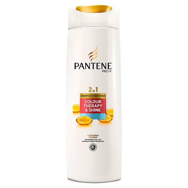Pantene Pro-V Lśniący Kolor 2 w 1 Szampon do włosów farbowanych pozbawionych objętości 250 ml