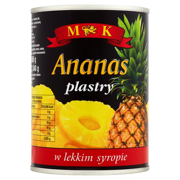 MK Ananas plastry w lekkim syropie 565 g