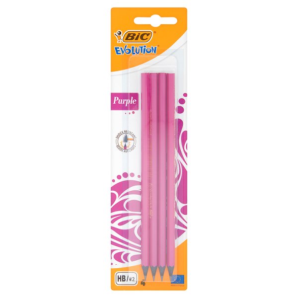 BiC Evolution Purple Bezdrzewny ołówek grafitowy HB 4 sztuki