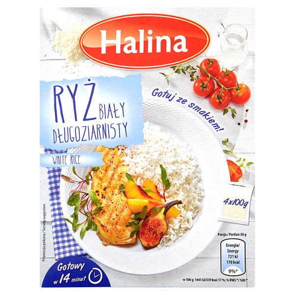 Halina Ryż biały długoziarnisty 400 g (4 sztuki)