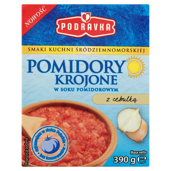 Podravka Pomidory krojone w soku pomidorowym z cebulką 390 g