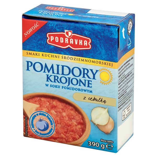 Podravka Pomidory krojone w soku pomidorowym z cebulką 390 g