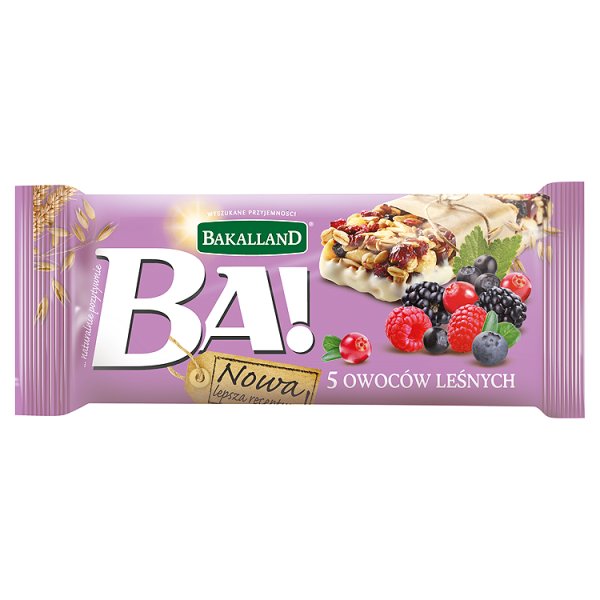 Bakalland Ba! 5 owoców leśnych Baton zbożowy 40 g