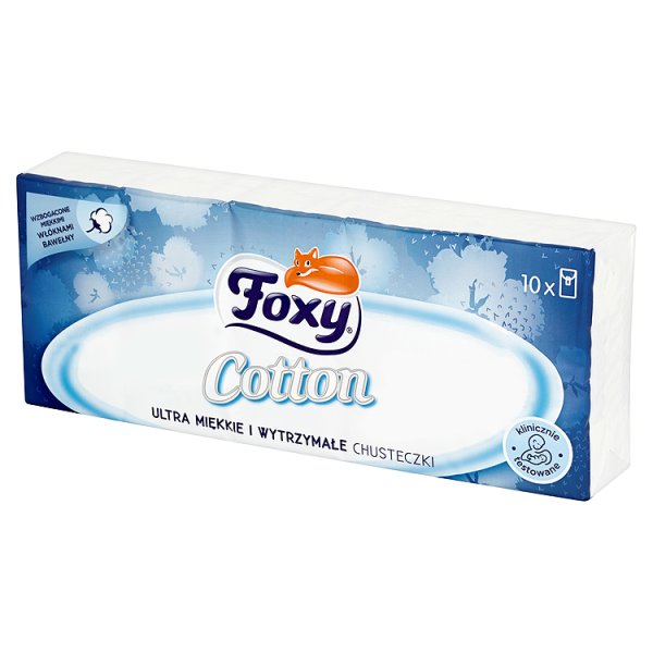 Foxy Cotton Ultra miękkie i wytrzymałe chusteczki 10 paczek