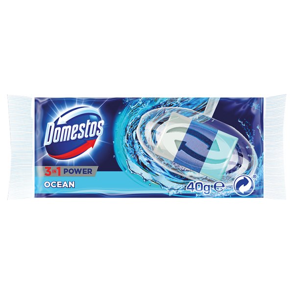 Domestos 3w1 Atlantic Kostka toaletowa Opakowanie uzupełniające 40 g