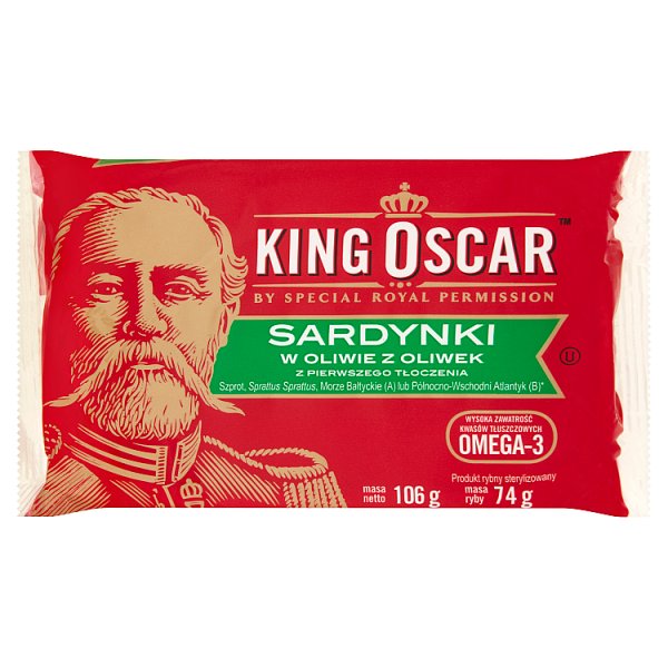 King Oscar Sardynki w oliwie z oliwek z pierwszego tłoczenia 106 g