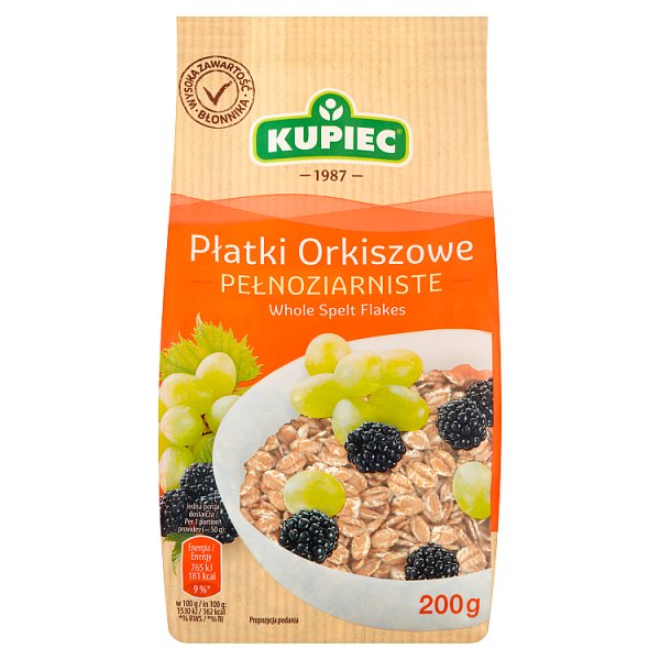 Kupiec Płatki orkiszowe pełnoziarniste 200 g