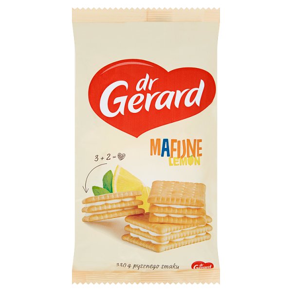 dr Gerard Mafijne Lemon Herbatniki z kremem o smaku cytrynowym 330 g