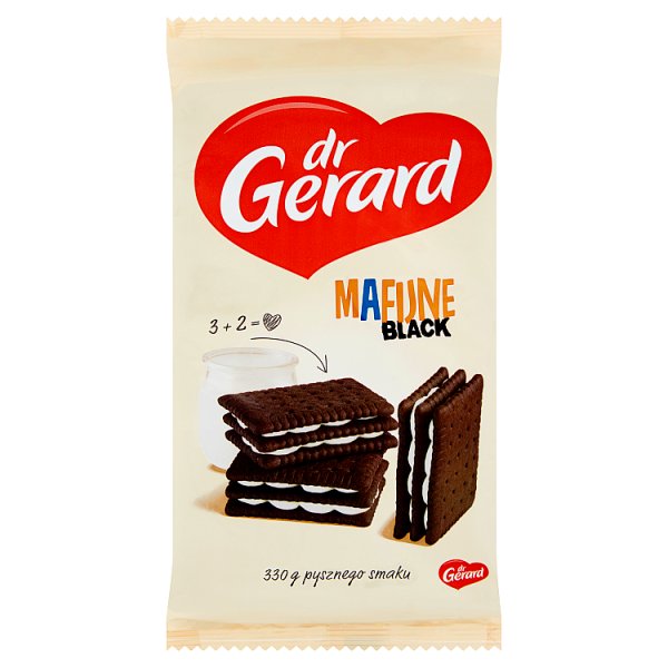 dr Gerard Mafijne Black Herbatniki kakaowe z kremem o smaku śmietankowym 330 g