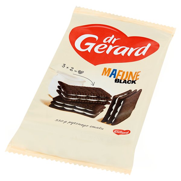 dr Gerard Mafijne Black Herbatniki kakaowe z kremem o smaku śmietankowym 330 g