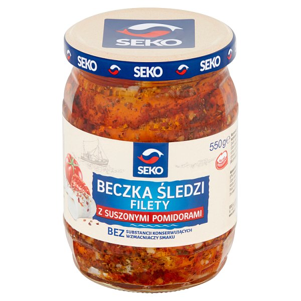 Seko Beczka śledzi Filety z suszonymi pomidorami 550 g