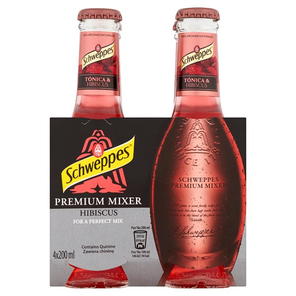 Schweppes Premium Mixer Hibiscus Napój gazowany 4 x 200 ml