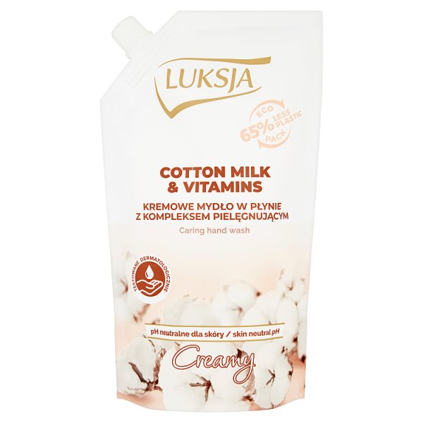 Luksja Creamy Cotton Milk &amp; Vitamins Kremowe mydło w płynie opakowanie uzupełniające 400 ml