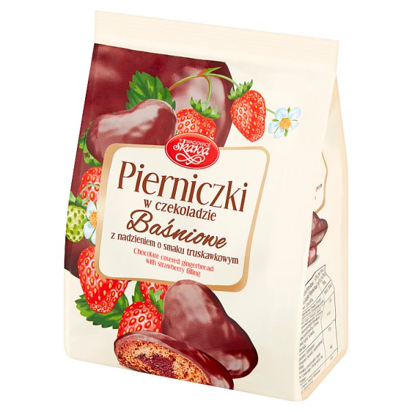 Wadowice Skawa Pierniczki w czekoladzie baśniowe z nadzieniem o smaku truskawkowym 150 g