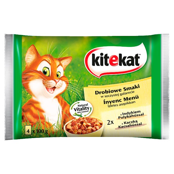 Kitekat Karma pełnoporcjowa drobiowe smaki w soczystej galarecie 400 g (4 x 100 g)