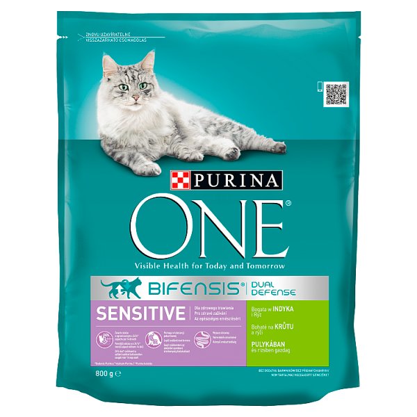 PURINA ONE Sensitive Pełnoporcjowa karma dla dorosłych kotów bogata w indyka i ryż 800 g