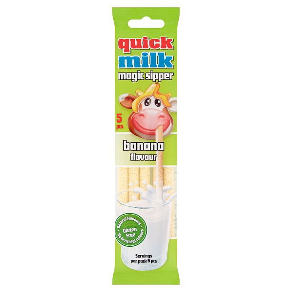 Quick Milk Magic Sipper Słomki smakowe do mleka o smaku bananowym 30 g (5 x 6 g)
