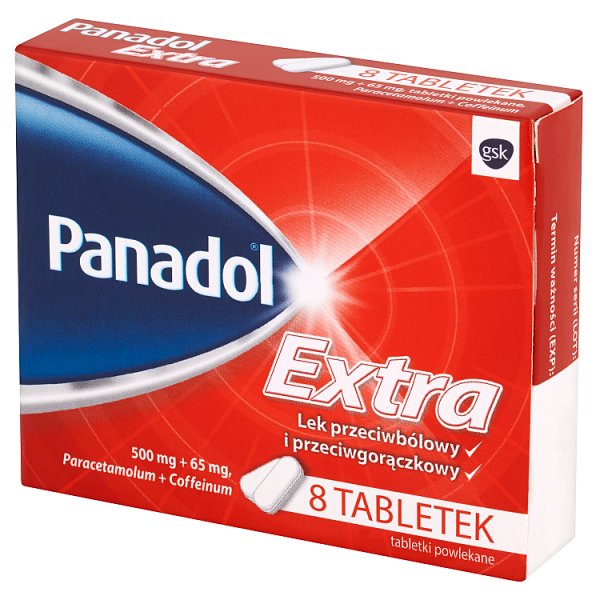 Panadol Extra 500 mg + 65 mg Lek przeciwbólowy i przeciwgorączkowy 8 tabletek