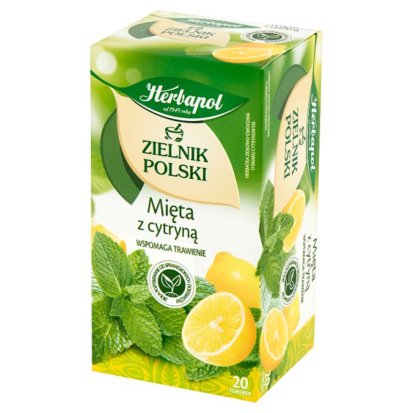 Herbapol Zielnik Polski Herbatka ziołowo-owocowa mięta z cytryną 30 g (20 x 1,5 g)