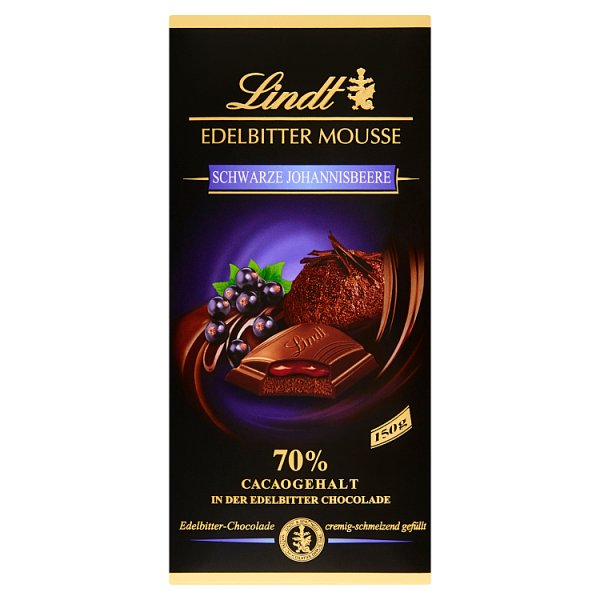 Lindt 70% Gorzka czekolada nadziewana musem i nadzieniem z czarnych porzeczek 150 g