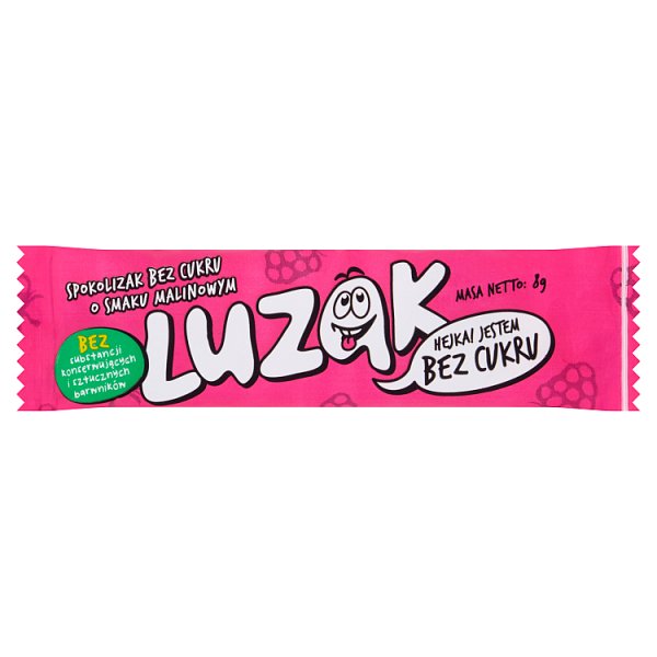 Luzak Lizak bez cukru o smaku malinowym 8 g