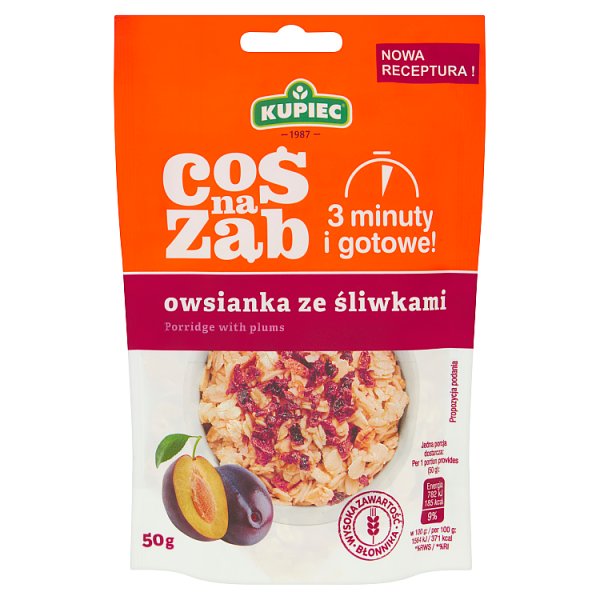 Kupiec Coś na ząb Owsianka ze śliwkami 50 g