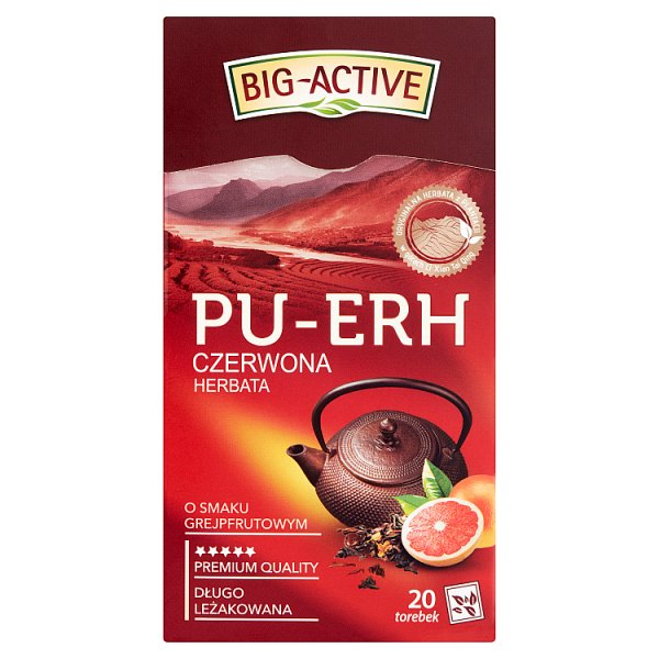 Big-Active Pu-Erh Herbata czerwona o smaku grejpfrutowym 36 g (20 x 1,8 g)