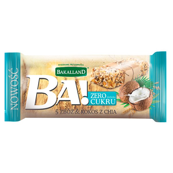 Bakalland Ba! 5 zbóż &amp; kokos z chia Baton zbożowy 30 g