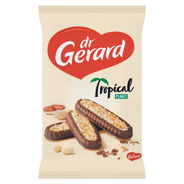dr Gerard Tropical Peanut Herbatniki z kremem o smaku śmietankowym i polewą kakaową 300 g