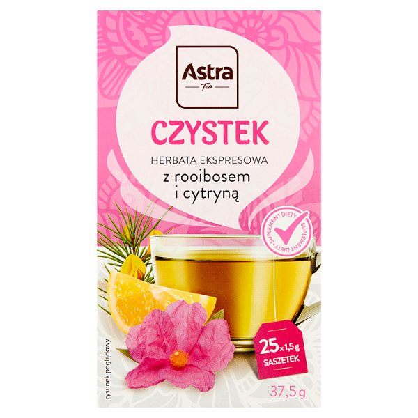 Astra Suplement diety herbata ekspresowa czystek z rooibosem i cytryną 37,5 g (25 x 1,5 g)