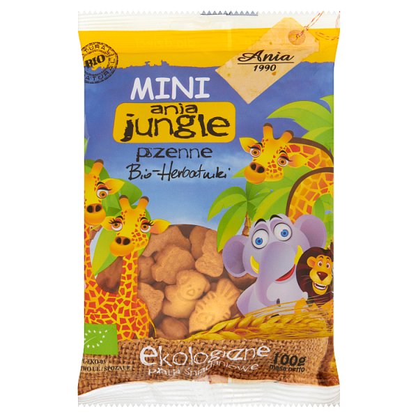 Ania Mini ania jungle pszenne Bio herbatniki Ekologiczne płatki śniadaniowe 100 g