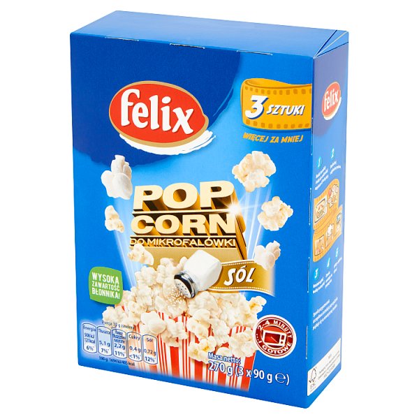 Felix Popcorn do mikrofalówki solony 270 g (3 x 90 g)