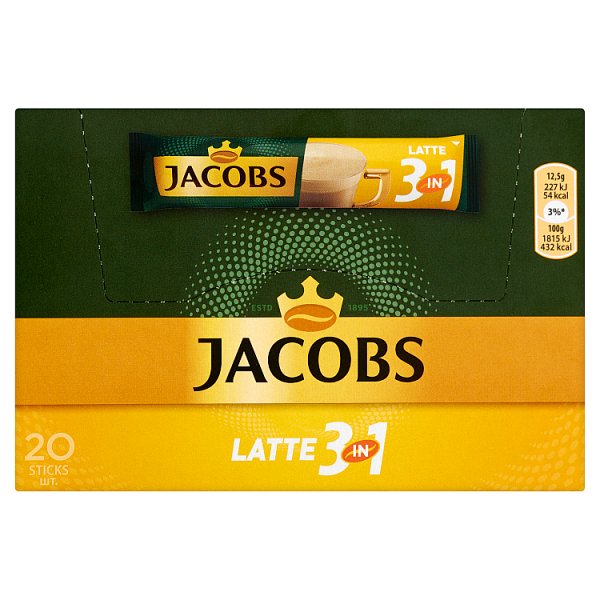 Jacobs Latte 3in1 Rozpuszczalny napój kawowy 250 g (20 x 12,5 g)