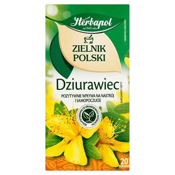 Herbapol Zielnik Polski Dziurawiec Herbatka ziołowa Suplement diety 30 g (20 x 1,5 g)