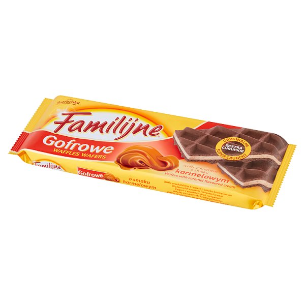 Familijne Gofrowe wafle z kremem o smaku karmelowym 140 g