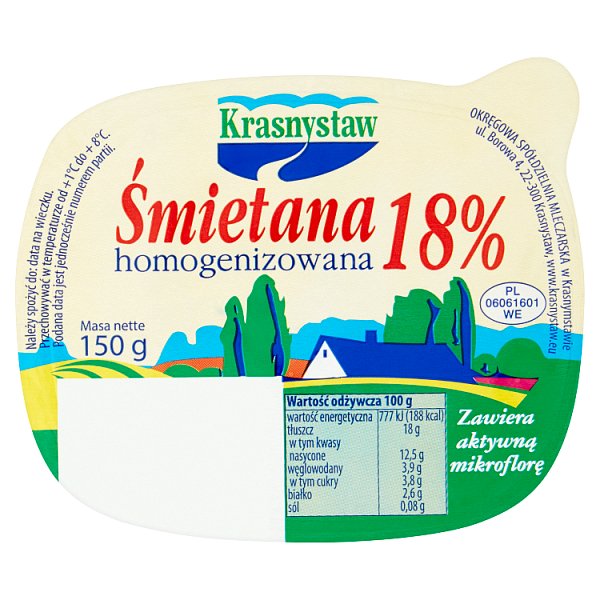 Krasnystaw Śmietana 18% homogenizowana 150 g