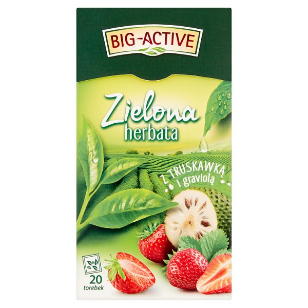 Big-Active Zielona herbata z truskawką i graviolą 30 g (20 x 1,5 g)