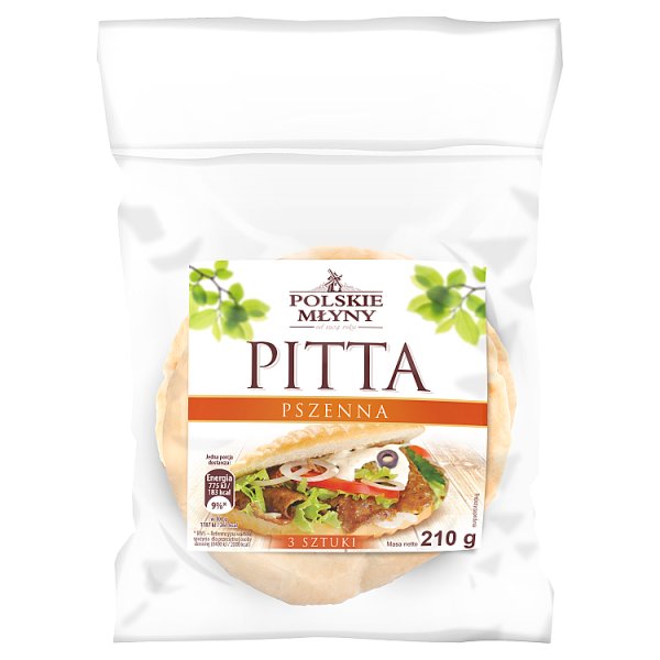 Polskie Młyny Pitta pszenna 210 g (3 sztuki)