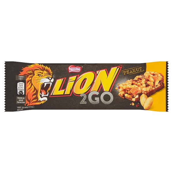 Lion 2Go Peanut Baton z orzechami ziemnymi rodzynkami żurawiną chrupkami ryżowymi 33 g
