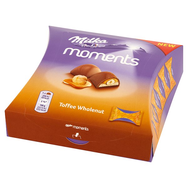 Milka Moments Czekolada mleczna Toffee Wholenut 97 g (11 sztuk)